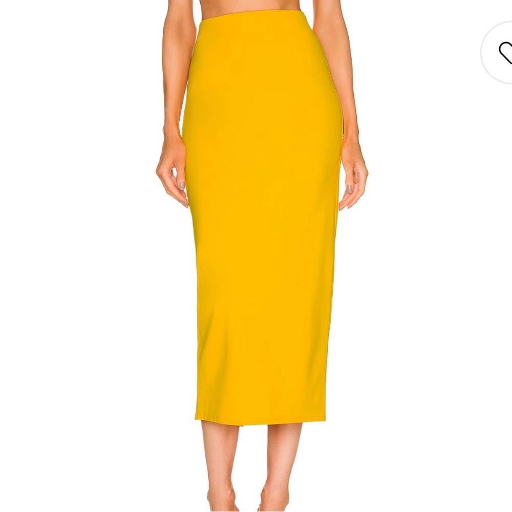 NWT Michael Costello x REVOLVE Amira Midi Skirt Citrus Yellow Sz Large